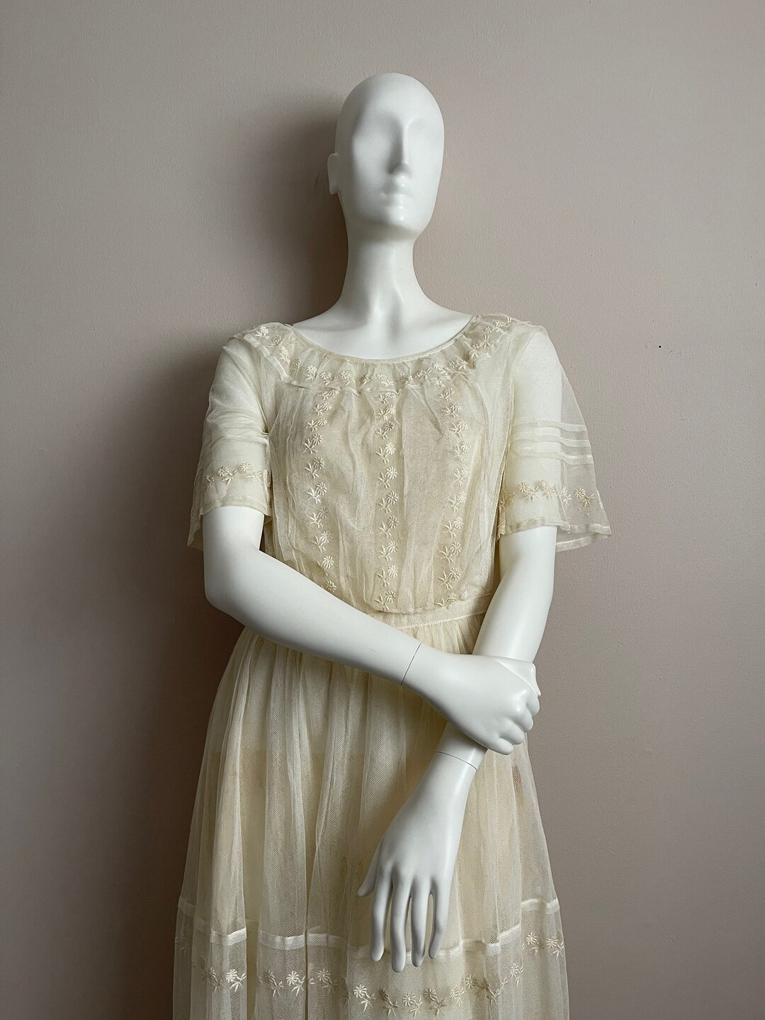 1910s Edwardian Chemise/petticoat Slip Antique White Batiste