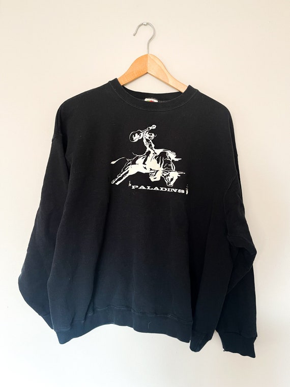 Vintage 90’s Black printed Paladins bullrider pul… - image 1