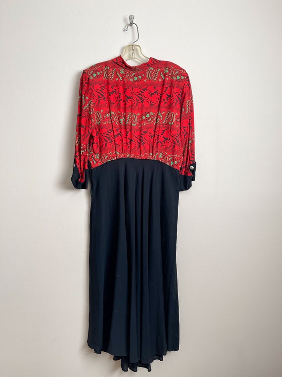 Vintage 1940’s Daywear Dress; Print bodice/Black … - image 5