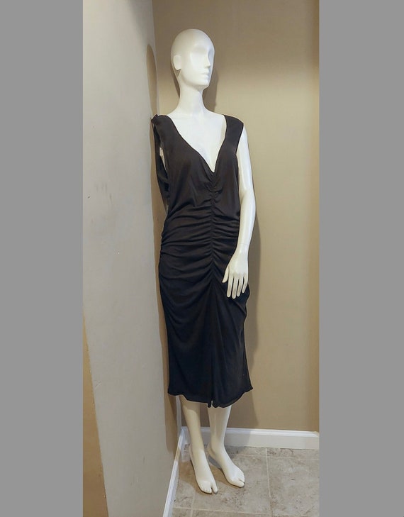 Vintage 00’s Club Monaco Ruched Knit Black Dress