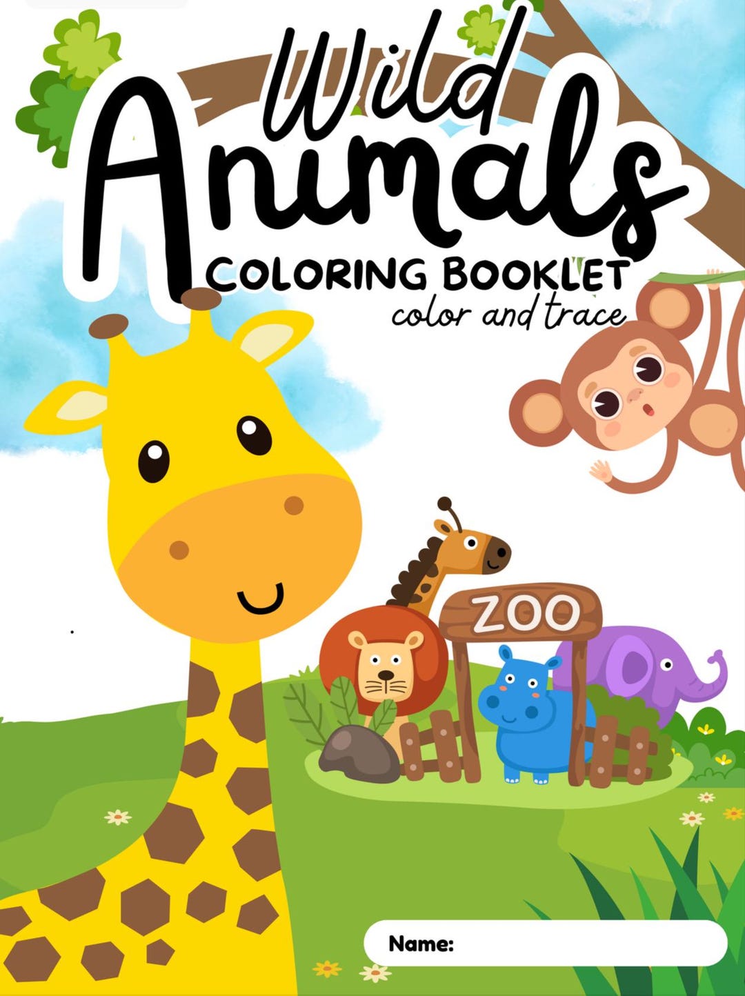 Wild Animals Coloring Pages for Kids | Printable Coloring Book - Etsy