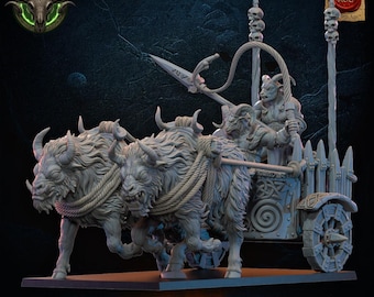 Beastmen War Chariot | 3D Printed Resin | Warhammer Beasts of Chaos Proxy | 28mm 32mm Fantasy War Machine