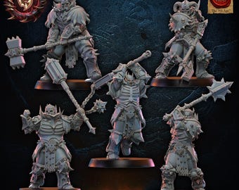 Chaos Skull Chosen Infantry | 3D-geprint harsminiatuur | Fantasieproxy | 28 mm 32 mm tafelblad Wargame | Verloren Koninkrijk