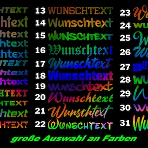 Wunschtext Schriftzug Aufkleber Sticker Rainbow Hologramm Instagram TikTok Firma Name Auto Vinyl Oil Slick afbeelding 1