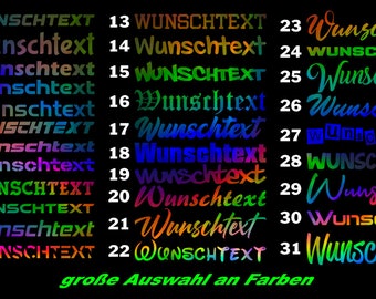 Wunschtext Schriftzug Aufkleber Sticker Rainbow Hologramm Instagram TikTok Firma Name Auto Vinyl Oil Slick