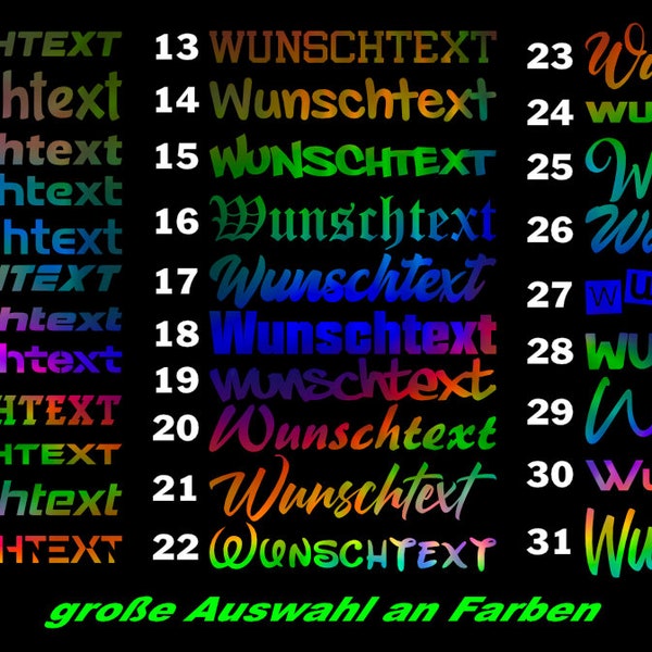 Wunschtext Schriftzug Aufkleber Sticker Rainbow Hologramm Instagram TikTok Firma Name Auto Vinyl Oil Slick