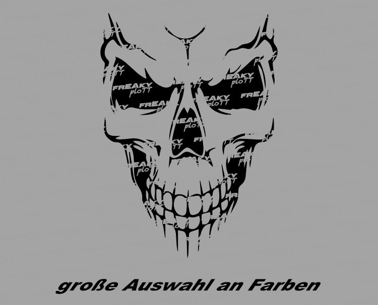 Skull Aufkleber 30x30 Cm GROß WUNSCHFARBE Totenkopf Sticker Schädel  Autosticker