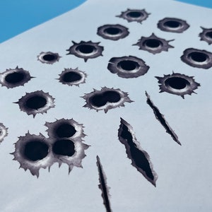 Einschusslöcher Bullet Holes Decals Aufkleber Benzin Öl kratzfest 19 Stück