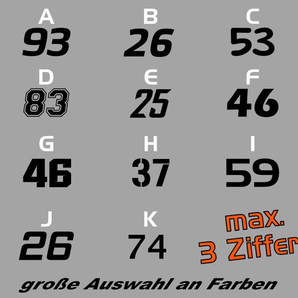Startnummer Wunschnummer Aufkleber Motocross Enduro BMX Auto Motorrad Boot Hausnummer Briefkasten