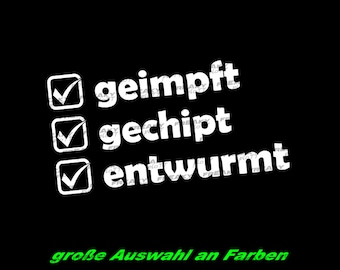 Geimpft, Gechipt, Entwurmt Auto Aufkleber FUN 140mm Corona Grippe Pandemie JDM