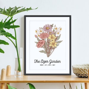 Personalized Mothers Day Gift for Grandma Birth Flower Print Birth Flower Bouquet Print Grandmas Garden Gift for Mom Garden Birth Flowers