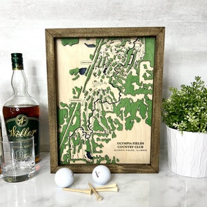 Hölzerne Golf Platz Karte gravierte Golf Karte gravierte Golf Platz Holz Karte Golf Geschenk für Golfer