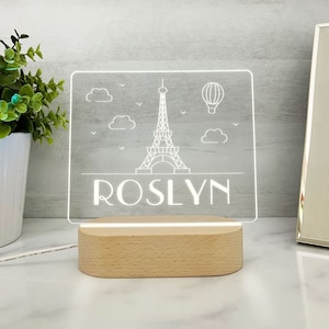 Personalized Paris Light Custom Eiffel Tower Light Paris Name Light France Night Light Personalized Eiffel Tower Night Light Paris Gift Girl