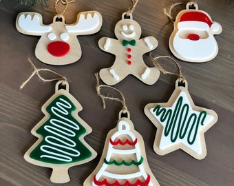 Christmas Cookie Ornament set - Sugar Cookie Ornaments - Christmas Tree Ornaments - Holiday Teacher Gift