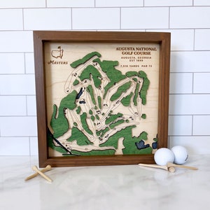 Augusta National Country Club golfbaan kaart gelaagde houten golfbaan foto aangepaste gegraveerde golf kaart cadeau golfbaan kaart afdrukken golf cadeau