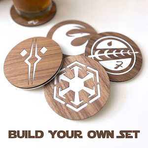 Custom Star Wars Coaster Set Star Wars Wood Decor Star Wars Gift Him Star Wars Gift Her Ashoka Mandalorian Boba Fett Bad Batch Rebel Andor