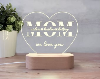 Custom Gift for Mom Personalized Mother's Day Gift Custom Night Light Cute Night Light Gift from Kid Mom Light Kid Name Gift Present for Mom