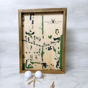 Wood Wind Golf Club Golf Course Map Layered Wood Golf Course Picture Custom Engraved Golf Map Gift Golf Course Map Print Golf Gift Custom