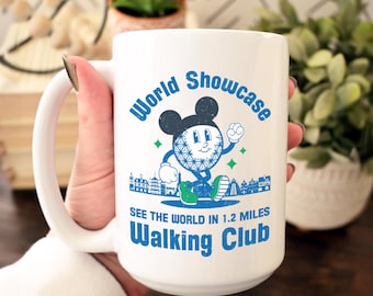 Taza de cerámica con forma de nave espacial de World Showcase Walking Club, recuerdo de parque temático, regalo de Disney World, orejas de Mickey