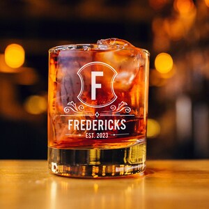 Custom Whiskey Glass Wedding Gift Barware Family Name Whiskey Glass Personalized Custom Bourbon Glass Custom Cocktail Glass New Home Gift