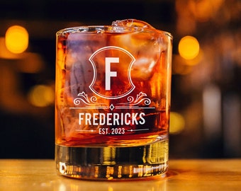 Custom Whiskey Glass Wedding Gift Barware Family Name Whiskey Glass Personalized Custom Bourbon Glass Custom Cocktail Glass New Home Gift