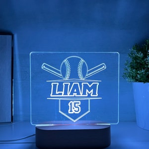 Personalized Baseball Night Light Baseball Gift Boy Baseball Gift Personalized Light Baseball Lamp Baseball Team Gift Baseball Team Trophy image 10