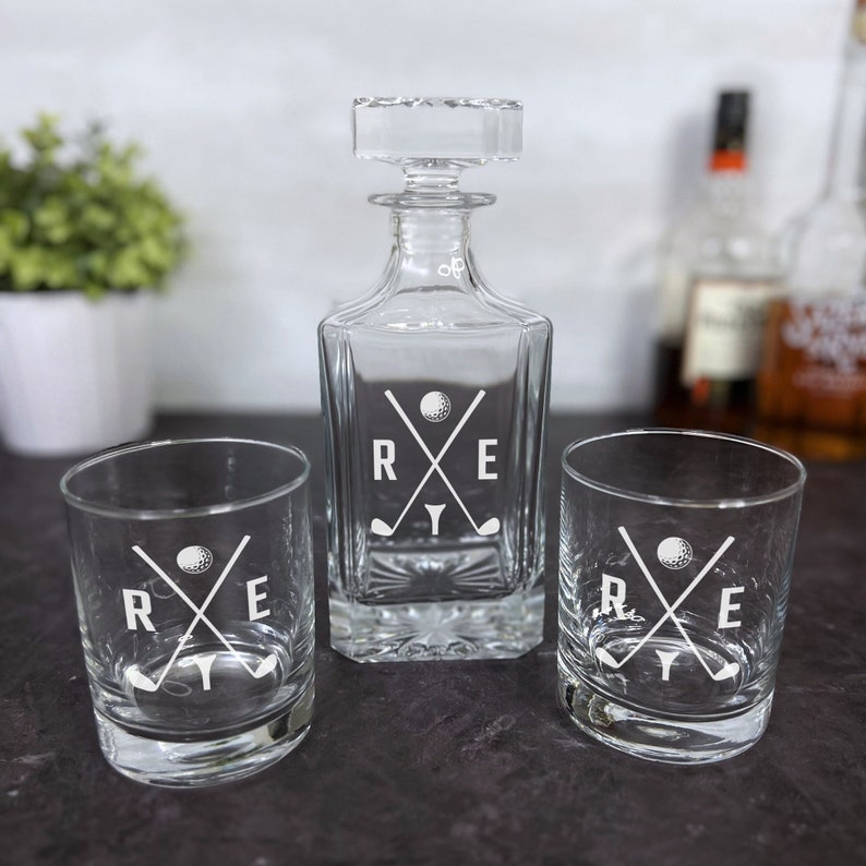 Custom Whiskey Decanter Golf Monogram Personalized Bourbon Etsy