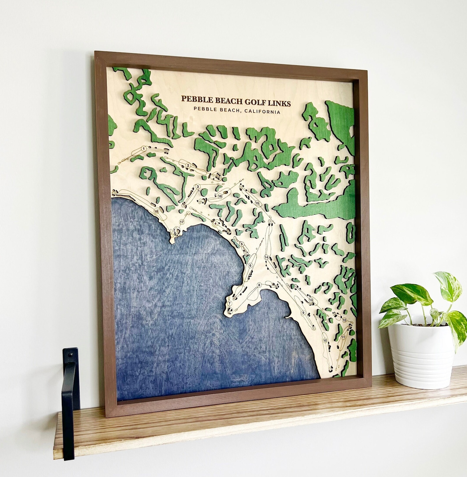 Pebble Beach Golf Course Map Layered Wood Golf Course Picture Engraved ...