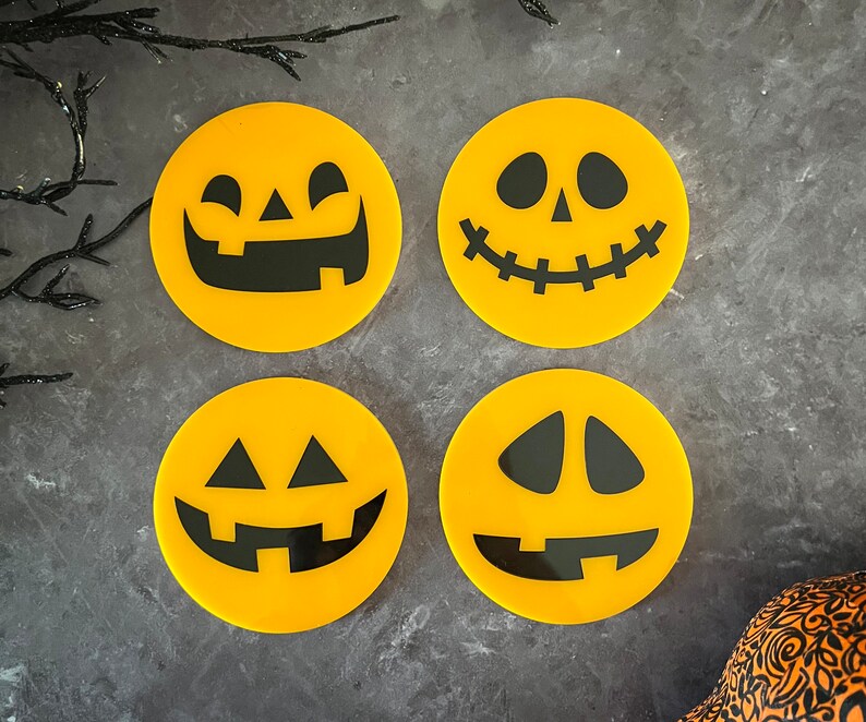 Halloween Coasters Fall Pumpkin Coasters Jackolantern Etsy