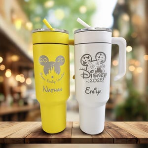 Vaso personalizado Disney Trip Mix and Match Colores personalizados Mickey Mouse Castle Nombre Botella de agua Taza de viaje de acero inoxidable Regalo de Disney