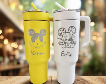 Personalized Tumbler Disney Trip Mix and Match Custom Colors Mickey Mouse Castle Name Water Bottle Stainless Steel Travel Mug Disney Gift