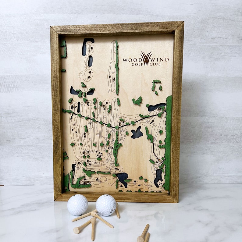 Wood Wind Golf Club Golf Course Map Layered Wood Golf Course Etsy