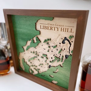 Union League Liberty Hill Golf Platz Karte Layered Holz Golf Platz Bild Individuell gravierte Golf Karte Geschenk Golf Platz Karte Druck Golf Geschenk