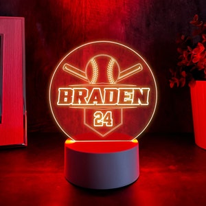 Personalized Baseball Night Light Baseball Gift Boy Baseball Gift Personalized Light Baseball Lamp Baseball Team Gift Baseball Team Trophy image 4