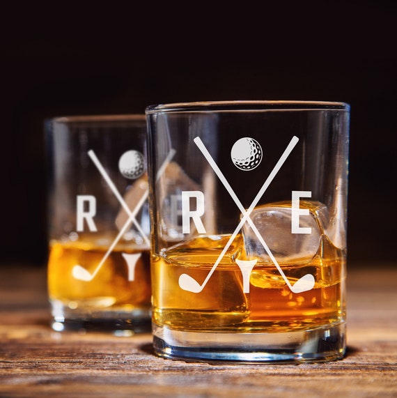 Custom Whiskey Glass Golf Bourbon Glass Personalized Golf Whiskey Glass  Custom Golf Gift Whiskey Decanter Gift for Golfer Bourbon Lover Gift 