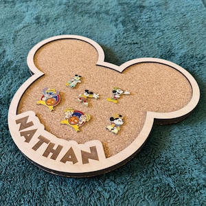 Personalized Mickey Display Board Custom Pin Collection Storage Premium Wood Frame Construction Cork Material Insert Trading Pin Organization System Wall Mount Design Multiple Size Options Beautiful Display Solution Disney Fan Gift