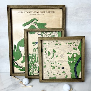 Mapa de campo de golf de madera personalizado, regalo para golfista, decoración de pared de golf personalizada, recuerdos de golf de madera en capas 3D, regalo de golf único para la oficina y el hogar