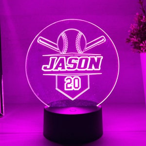 Personalized Baseball Night Light Baseball Gift Boy Baseball Gift Personalized Light Baseball Lamp Baseball Team Gift Baseball Team Trophy image 9