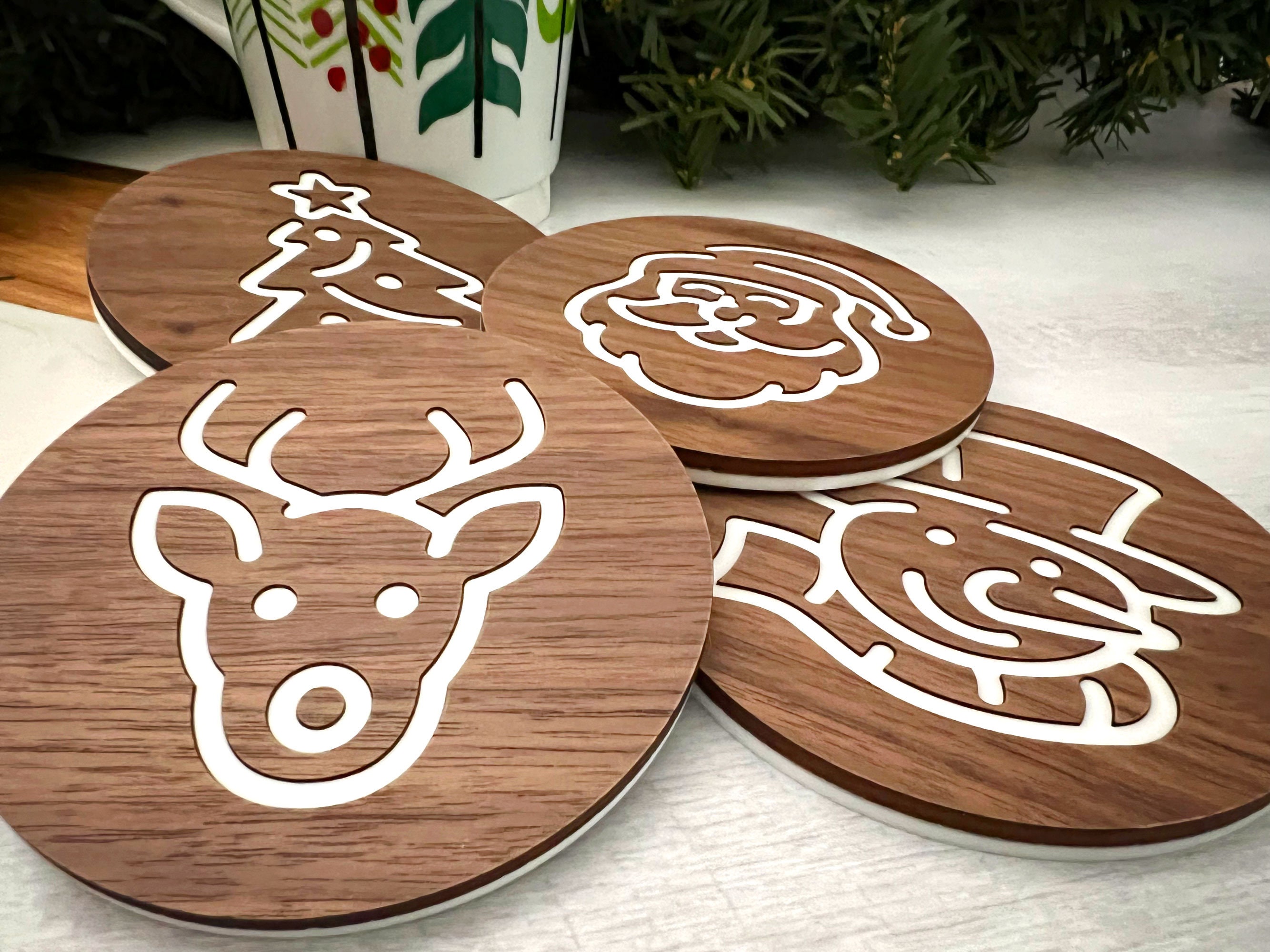 Christmas Tree Stone Coasters, Noel Coaster Set, Christmas Tree Wood  Coaster Set, Christmas Gift, Christmas Decor, Housewarming Gift 