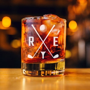 Custom Whiskey Glass Golf Bourbon Glass Personalized Golf Whiskey Glass Custom Golf Gift Whiskey Decanter Gift for Golfer Bourbon Lover Gift