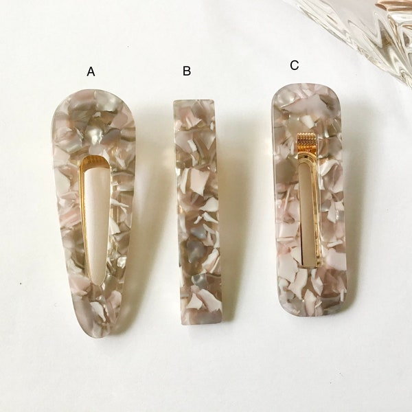 Marble Acetate hair clips / Set of 3 hair clips / handmade artistic clips for women / Hair accessory for girl.