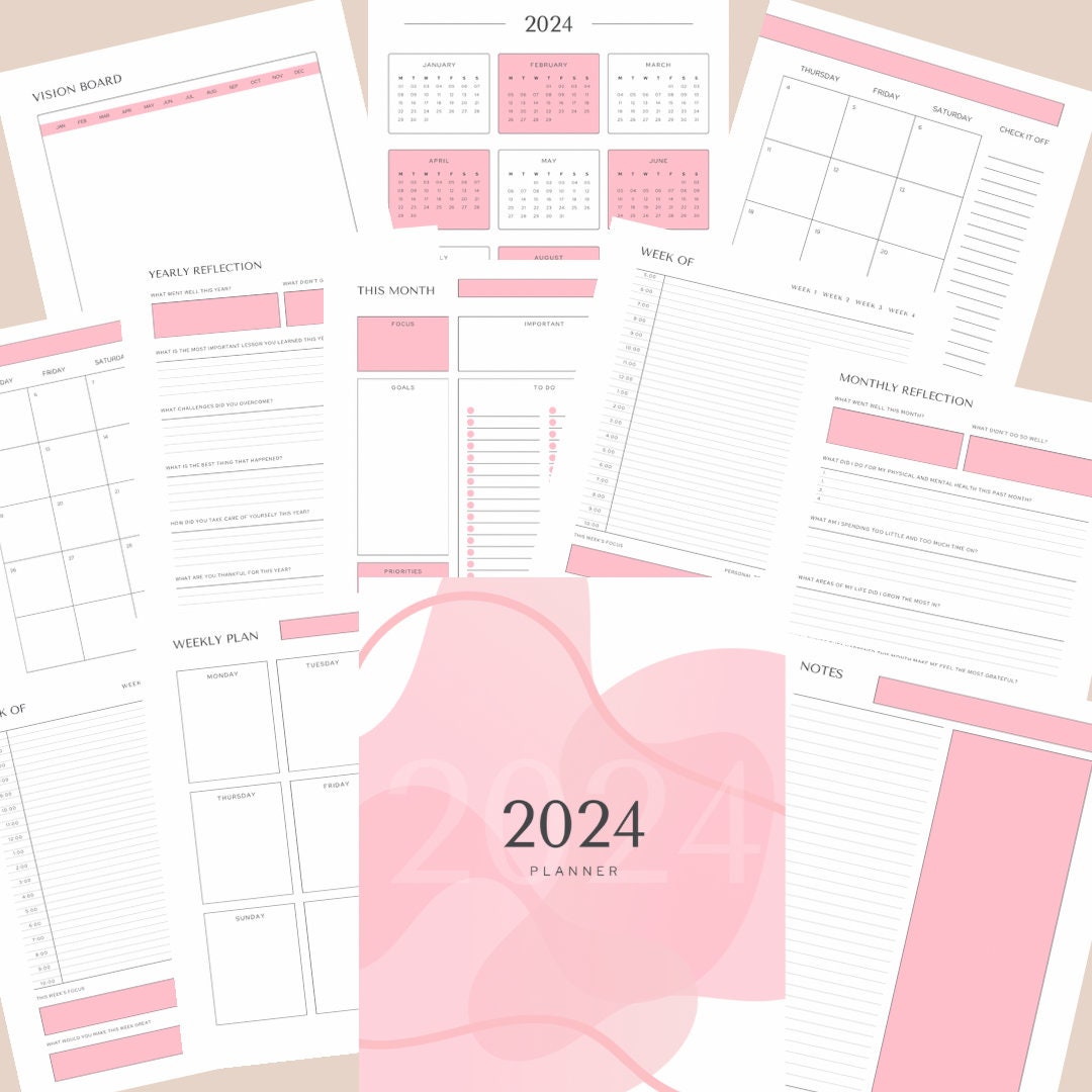 2024 Printable Daily Planner With Goal Setting, Weekly Plans, and ...