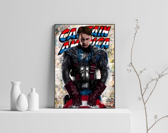 Captain America Giclée Art Print, Comic Book Style
