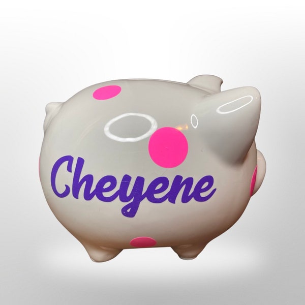 Ceramic Piggy Bank | Piggy Bank | White Piggy Bank | Polka Dot Piggy Bank | Customized Piggy Bank | Adult Piggy Bank| Kids Piggy Bank| Piggy