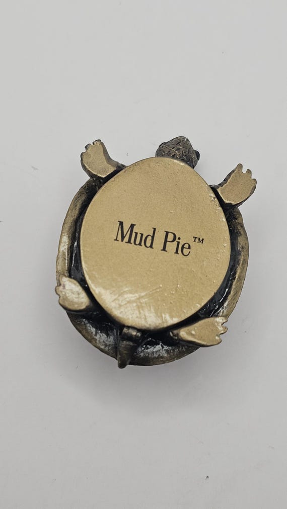 Mud Pie Turtle collectable trinket box/pill ename… - image 4