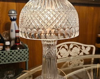 Vintage cut glass crystal table lamp 18" tall