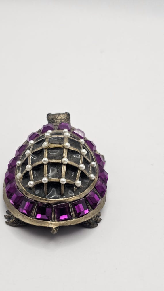 Mud Pie Turtle collectable trinket box/pill ename… - image 6