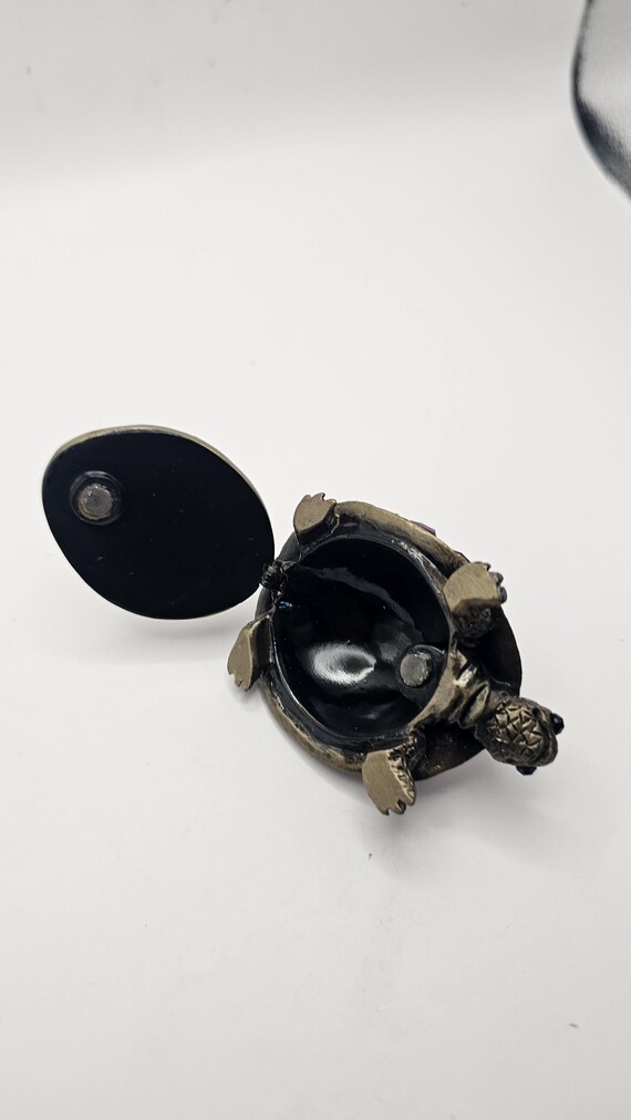 Mud Pie Turtle collectable trinket box/pill ename… - image 3