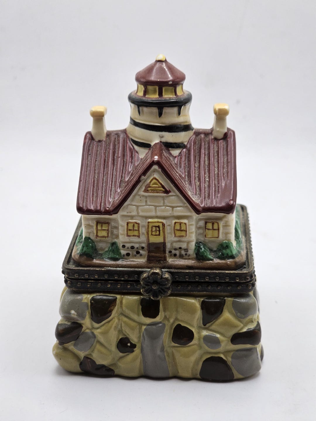 Lighthouse Tabletop Wind up Musical Trinket Box With Rotating Boats Mr ...
