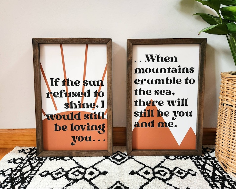 Led Zeppelin Wood Sign Set / If the Sun Refused to Shine / Thank You Lyrics Wall Art / Music Room Sign / Anniversary Gift / Wedding Gift